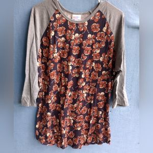 LuLaRoe Women's size XL Floral 3/4 Sleeve Top